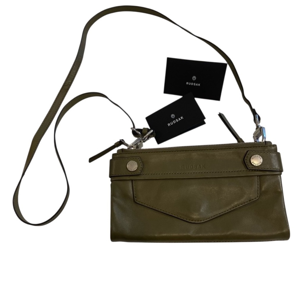 Rudsak mini bag dark green genuine leather crossbody/removable strap many pocket